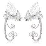 JeweBella Orecchini Elfo per Donna Argento Orecchini Polsini Clip Orecchini Avvolgenti per Halloween Costume Cosplay Matrimonio