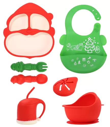 Jissta stoviglie per bambini piatti per bambini, 7 pezzi piatti per bambini con ventosa