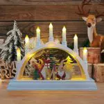 Jodsen Arco Luminoso in Legno, Arco di Natale in Legno con 7 Luci di Candele a LED Bianco Caldo