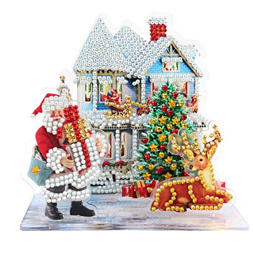 Kit per Diamond Painting 5D Ornamento da tavolo Albero di Natale Babbo Natale Renna Casa Decorazione da scrivania Diamante Strass Pittura Creazione di kit decorativi Inverno Artigianato fai da te