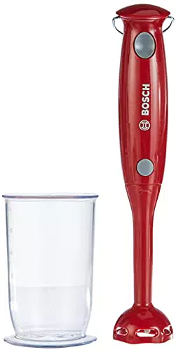 Klein Theo 9566 Frullatore ad Immersione Bosch, Rosso I Replica sicura per i Bambini con finte Lame rotanti e misurino I Dimensioni: 4 cm x 4 cm x 25 cm I Giocattoli per Bambini dai 3 Anni in su
