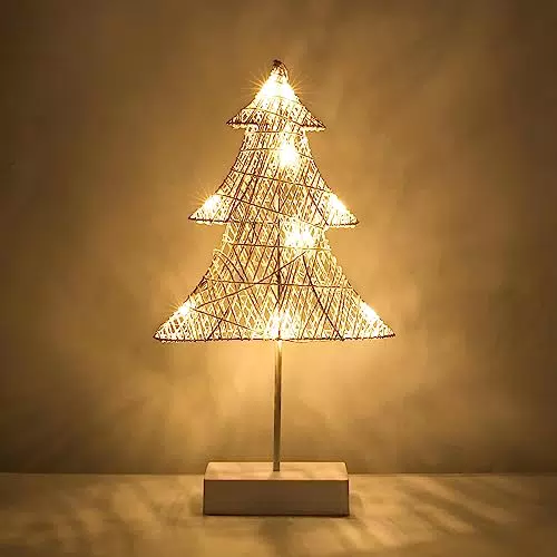 Kssiaz Lampada da Tavolo a Forma di Albero, Lampada Notturna in Ferro con 10 LED Luce