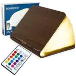 Lampada Libro Led Pieghevole in Legno con Telecomando 16 Colori e Timer BONNYCO
