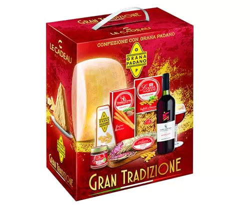 LE CADEAU, Confezione Regalo "Gran Tradizione", Confezione Alimentare Natalizia con Vino