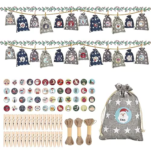 LEAZZLE 24 Calendari dell'Avvento Fai-da-Te, Sacchetti Calendario Avvento