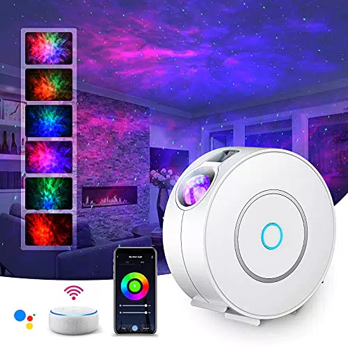 LED Lampada Proiettore Stelle, Smart Luce Notturna Bambini Adulti Galaxy Proiettore Lampada con Regolazione RGB/Controllo vocale/WiFi/Timer Compatibile Google Assistant - Plastica