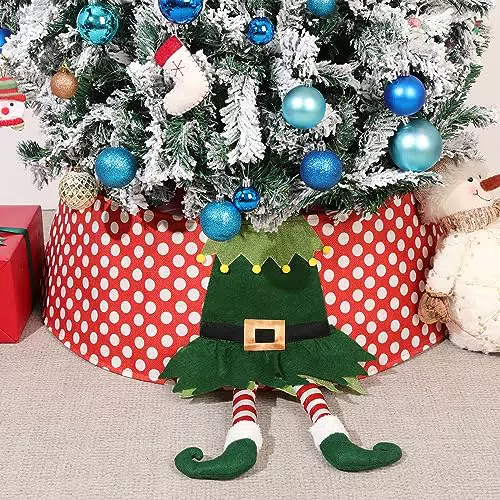 Lewondr 3D Gonna per Albero di Natale, 77CM Collare per Albero di Natale con Pelliccia Sintetica