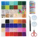 LIPJISL 30000pcs Perline DIY 2mm Perline per Braccialetti Colorate Vetro Perline per Bigiotteria Fai da Te con 156 Perline Lettere Kit Perline per Bigiotteri Bambina Regalo Gioielli Artigianato