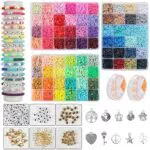 LIPJISL 9362PCS Perline per Braccialetti 6MM Kit Perline per Bigiotteria Fai da Te Perline Colorate per Braccialetti Gioielli Collane Perline Lettere di Argilla per Ragazzi Bambina DIY