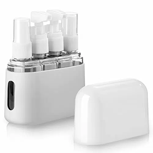 Madenia Bottiglie da Viaggio Set 50 ML Aereo Vuote Bottiglie di Viaggio Plastica 4 Pezzi Contenitori Liquidi Trasparenti da Viaggio per Cosmetici Shampoo Balsamo Crema Lozione