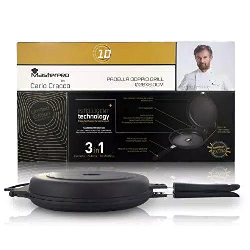 Masterpro by Carlo Cracco - Padella doppio grill rotonda effetto fornetto 26cm
