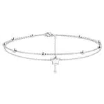 Milacolato Caviglia Donne Braccialetto Alla Caviglia In Argento Sterling 925 Stella Luna Cubic Zirconia Cavigliere per Le Donne Braccialetto Alla Caviglia Del Piede Regolabile Stella binaria