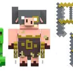 Minecraft Legends - Creeper Contro Piglin, Set da 2 Personaggi con Funzionalità di Attacco e Accessorio