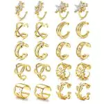 Morfetto 10 Pairs Ear Cuff Orecchini per le donne regolabile Non-Piercing Ear Polsini Cubic Zirconia Clip On cartilagine Helix Wrap Orecchini Jewelry Set oro