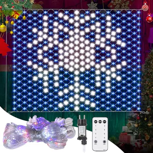 Nauotk Luci Natale Rete con Telecomando, Luci a Rete Natale per Esterno