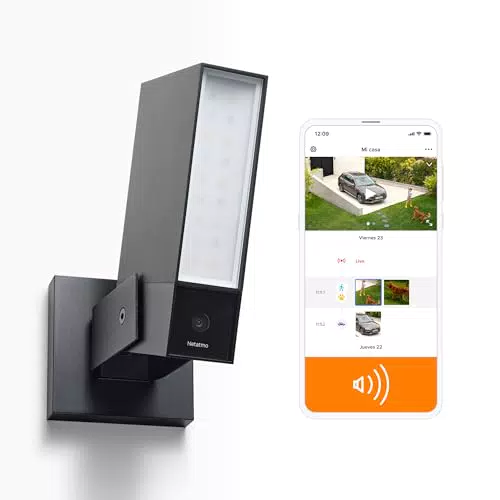Netatmo Telecamera WIFI Esterna Intelligente con Sirena da 105 dB, nero