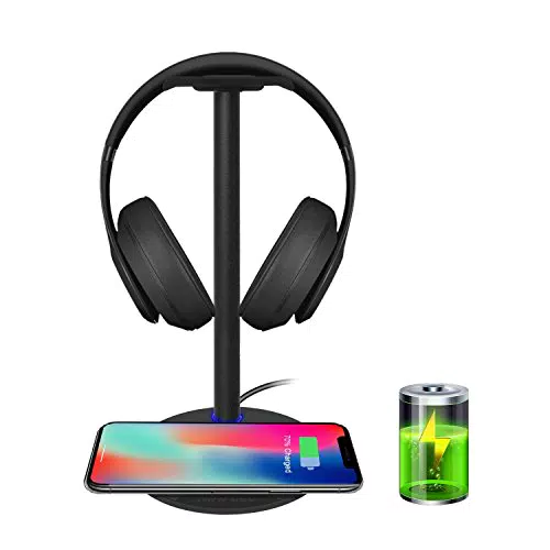 New Bee -- Stazione di ricarica wireless con robusto supporto per cuffie