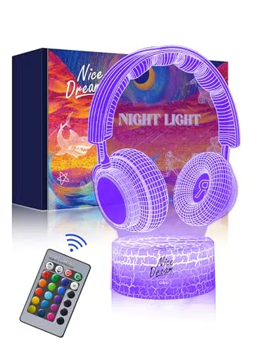 Nice Dream Auricolari Luce Notturna per Bambini, Lampada da Illusione 3D Luce LED