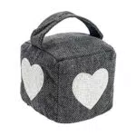 Nicola Spring Fermaporte con Manico - Design a Spina di Pesce con Cuore - Grigio