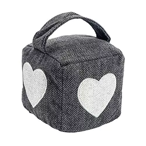 Nicola Spring Fermaporte con Manico - Design a Spina di Pesce con Cuore - Grigio