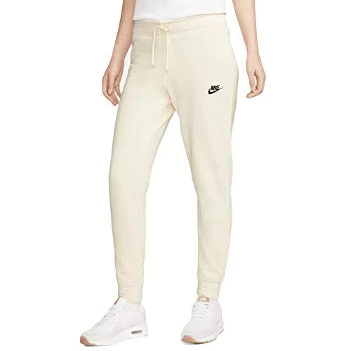 NIKE DQ5174-113 W NSW Club FLC MR Pant Tight Pantaloni Sportivi Donna Coconut Milk/Black