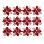 NUOBESTY 12 Pezzi Fiori Artificiali Natalizi Glitter Vuoti Fiori Stella di Natale Fiori Albero di Natale Fiori Ornamento Fai da Te ghirlande Natalizie Decorazioni Rosso