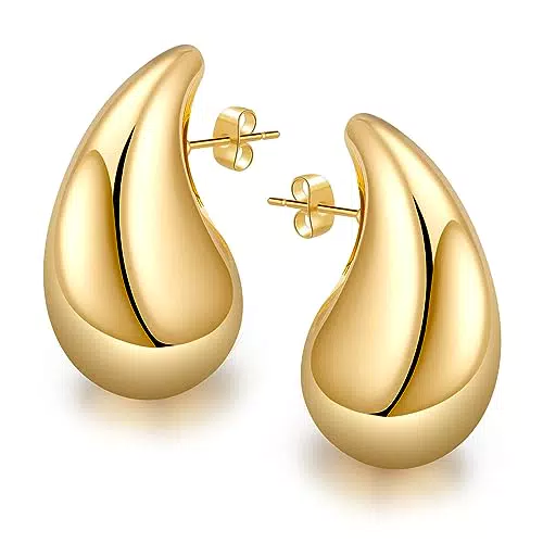 Orecchini Donna Oro Dupes, Orecchini Chunky Orecchini Oro 18k Orecchini a Goccia d'acqua Orecchini Dorati Orecchini Argento Oro Orecchini Anallergici Donna Moda