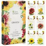 OwnGrown Set Semi di Girasole - 6 Varietà di Semi di Girasole da Piantare - Semi di Girasole Giganti e Piccoli - Semi da Piantare - Semi per Fiori Alti