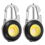 PAIRIER Mini LED portachiavi torcia 2 pezzi portatile LED lampada da lavoro portachiavi multifunzione 800 lumen 6 modalità di luce con potenti magneti e cacciavite apribottiglie