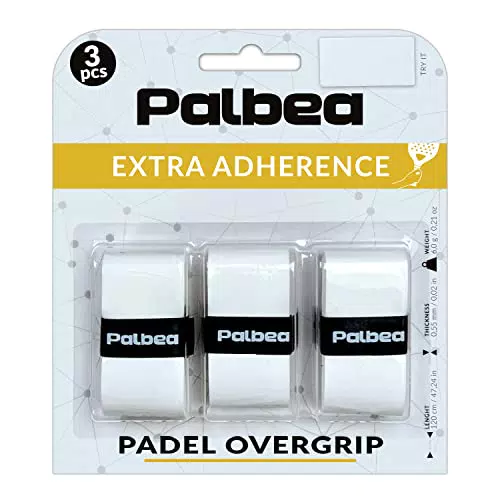 Palbea OverGrip Padel Bianco Extra Aderente Confezione da 3 Pezzi - Grip Padel Antiscivolo - Elevato Assorbimento del Sudore - Superficie Morbida - Progettato per Racchetta di Pade Tennis