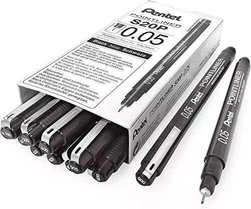 Pentel Pointliner S20P-05A - Set di 12 pennarelli a punta fine