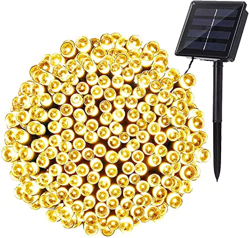 PhilzOps Catena Luminosa Solare Esterno, 22M 200 LED Natale Luce Stringa Solari Esterno 8 Modalità Impermeabile Luci LED Decorative con Memoria Per Giardino Albero Patio Festa