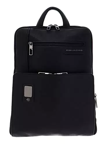 PIQUADRO Akron, Zaino in Pelle Uomo, Nero, Taglia unica