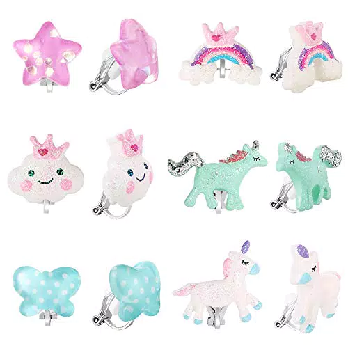 Powerking Orecchini per ragazze, orecchini per ragazze Orecchini per gioielli e orecchini per principessa Play Set per bambini