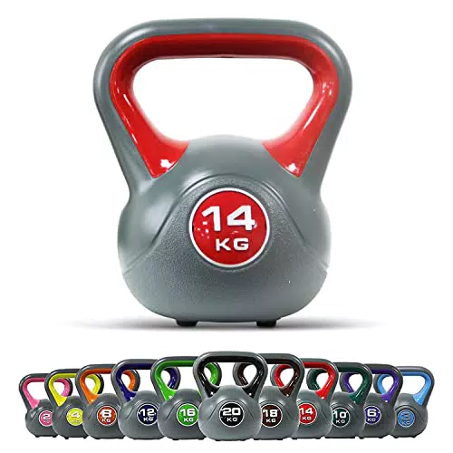 POWRX Kettlebell 14 kg - Ideale per Esercizi di »Functional Fitness« - Base con Gommini Antiscivolo + PDF Workout