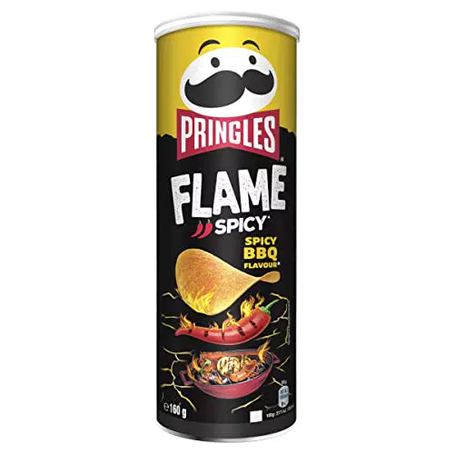 Pringles Flame Spicy BBQ, Snack Salato al gusto di Salsa Barbecue Piccante|Vegetariano| confezione singola da 160g