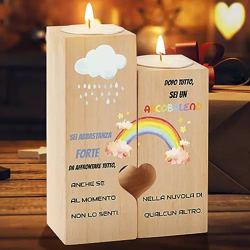 PRSTENLY Regalo Per Donna, Portacandele in Legno Regali Per Lui