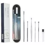 Pulisci Orecchie, 6 Pezzi Kit Pulizia Orecchio, Strumenti per Pulizia dell’Orecchio in Acciaio Inox