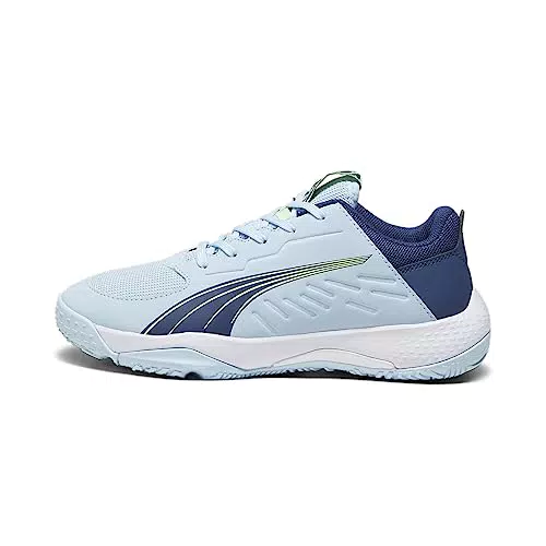 PUMA Accelera Jr, Scarpe da Pallamano, Argento Cielo Persiano Blu Bianco