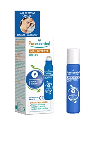 Puressentiel - Roller Mal di Testa Dispositivo Medico - con 9 Oli Essenziali - 100% Puri e Naturali - Soluzione Rapida ed Efficace per Alleviare il Mal di Testa - 5 ml
