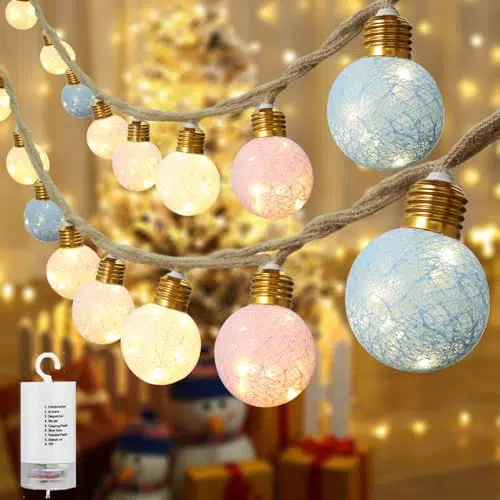 Qedertek Luci Natalizie a Batteria da Esterno, 6M Catena Luminosa con 16 Pallina