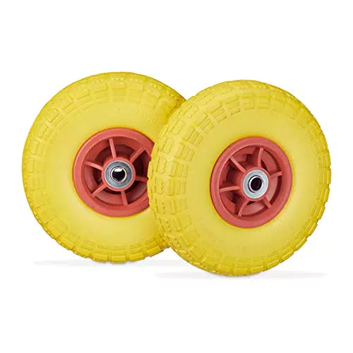Relaxdays 2X Ruote per Carrello, Pneumatici in Gomma Antipanne 4.1/3.5-4" ASSE 16mm Fino a 150 kg