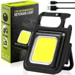 Rugtol Piccola torcia portachiavi ricaricabile, mini torcia COB luminosa da 1000 lumen con 3 modalità di illuminazione