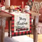 Runner da Tavolo Moderno Runner Tavola Rosso Camion Stampata Decorazioni Runner da Tavola Lavabile Poliestere Runner Tavolo Runner per il Tavolo per Agriturismo Cucina Picnic Natale Feste 40x140cm