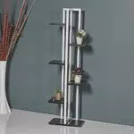 Scaffale Portapiante 120 x 34 x 21 cm Mobile a Terra con Ripiani Portaoggetti Organizzatore per Piante - Bianco/Marmo Nero