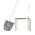 Scopino Spazzolone WC Silicone con Supporto - Scovolino WC in Silicone Morbido Montaggio Parete & in Piedi Set Pulizia profonda e senza residui a 360°di Spazzole per WC in Silicone