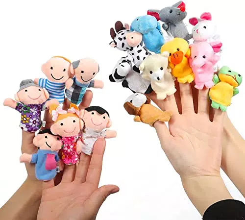 Set di Burattini da Dito 16 Pezzi Morbido Peluche Diverso Animale Burattino da Dito Famiglia Burattino da Dito Mini Giocattoli da Dito per Bambini Tempo di Storia Tempo di Gioco Regali per la Scuola