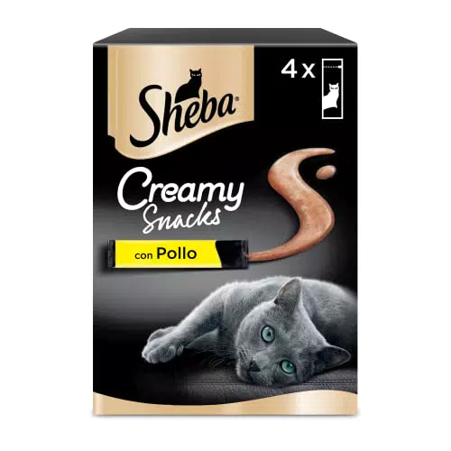 Sheba Creamy Snacks Pollo, Snack Cremosi per Gatti, 11 Confezioni da 4 Snack ciascuna