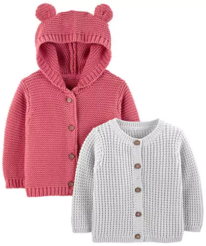 Simple Joys by Carter's Cardigan in Maglia, Grigio/Rosso, 6-9 mesi