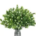 SLFYEE 8 Bundle Piante artificiale plastica Aglaia odorata Lour arbusti sempreverdi esterna stabile ai raggi UV Subtropicale cespugli verdi giardino della casa da tavolo floreale Disposizione Decor